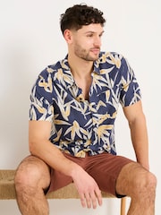 FatFace Navy Short Sleeve Palm Print Shirt - Image 4 of 10