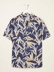 FatFace Navy Short Sleeve Palm Print Shirt - Image 9 of 10