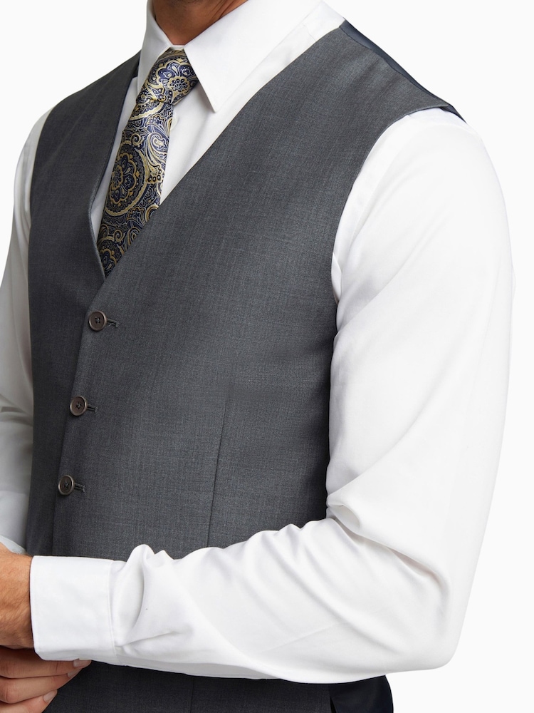 Ted Baker Tailoring Grey Prem Panama Slim Waistcoat - Image 3 of 3