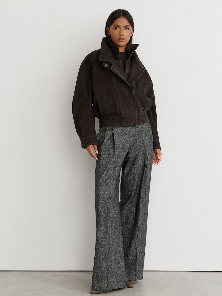 Reiss Coffee Brown Noa Suede Double-Layer Relaxed-Fit Jacket - Image 1 of 10 Reiss Coffee Brown Noa Suede Double-Layer Relaxed-Fit Jacket - Image 1 of 10