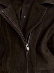 Reiss Coffee Brown Noa Suede Double-Layer Relaxed-Fit Jacket - Image 4 of 10