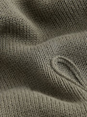 Khaki Green Relaxed Fit 100% Cotton Embroidered Floral Knit Cardigan - Image 4 of 7
