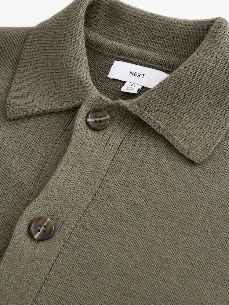 Khaki Green Relaxed Fit 100% Cotton Embroidered Floral Knit Cardigan - Image 7 of 7