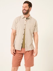 FatFace Natural Short Sleeve Diamond Tile Print Shirt - Image 1 of 6