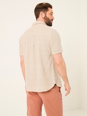 FatFace Natural Short Sleeve Diamond Tile Print Shirt - Image 2 of 6