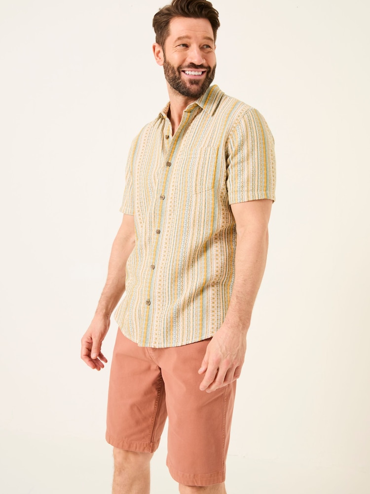 FatFace Yellow Stripe Short Sleeve Holt Stripe Shirt - Image 1 of 6 FatFace Yellow Stripe Short Sleeve Holt Stripe Shirt - Image 1 of 6