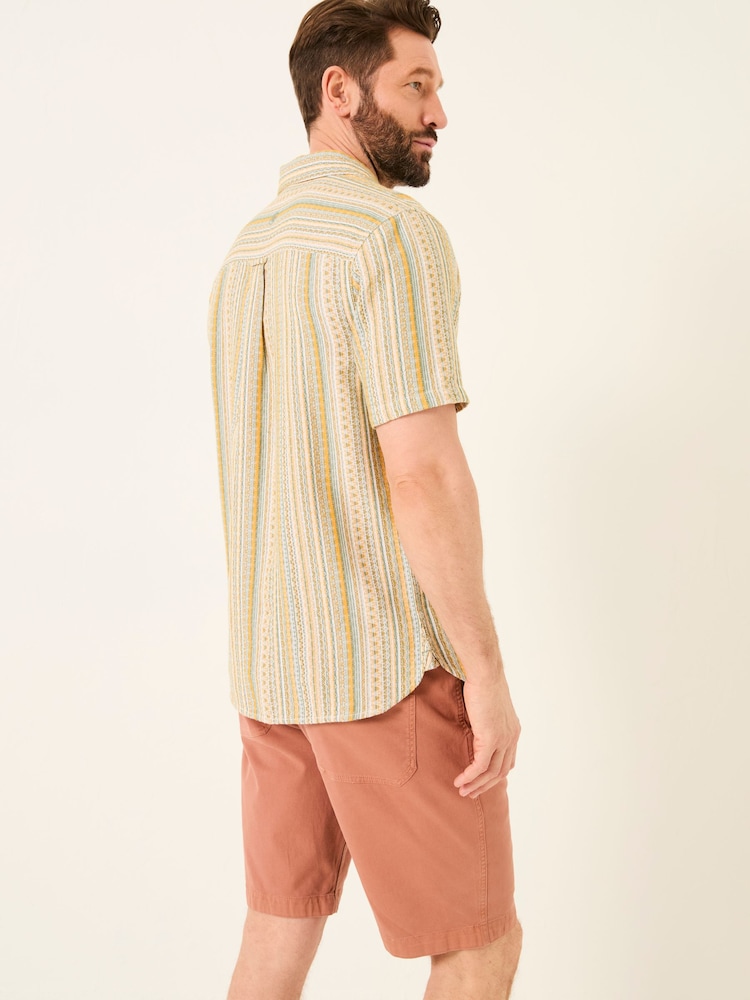 FatFace Yellow Stripe Short Sleeve Holt Stripe Shirt - Image 2 of 6 FatFace Yellow Stripe Short Sleeve Holt Stripe Shirt - Image 2 of 6