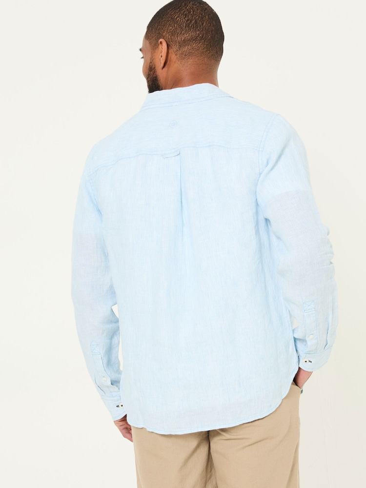 Azul - FatFace Long Sleeve Linen Stripe 100% Linen Shirt - Imagen 2 de 6 Azul - FatFace Long Sleeve Linen Stripe 100% Linen Shirt - Imagen 2 de 6