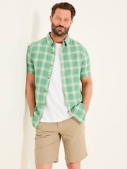 FatFace Green Short Sleeve Basel Check Shirt - Image 1 of 5
