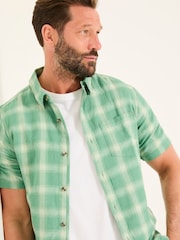 FatFace Green Short Sleeve Basel Check Shirt - Image 3 of 5