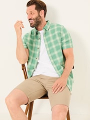 FatFace Green Short Sleeve Basel Check Shirt - Image 4 of 5