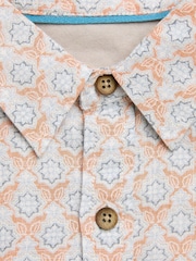 FatFace Light Orange Short Sleeve Mini Geo Print Shirt - Image 6 of 6