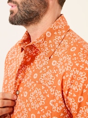 FatFace Orange Short Sleeve Tile Print 100% Cotton Shirt - Image 4 of 6