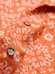 FatFace Orange Short Sleeve Tile Print 100% Cotton Shirt - Image 6 of 6