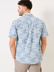 FatFace Blue Short Sleeve Sun Print 100% Cotton Shirt - Image 3 of 10