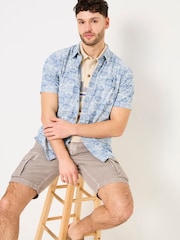FatFace Blue Short Sleeve Sun Print 100% Cotton Shirt - Image 4 of 10