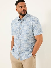 FatFace Blue Short Sleeve Sun Print 100% Cotton Shirt - Image 6 of 10