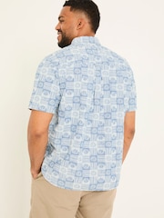 FatFace Blue Short Sleeve Sun Print 100% Cotton Shirt - Image 7 of 10