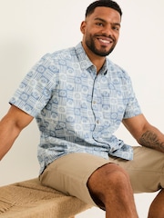 FatFace Blue Short Sleeve Sun Print 100% Cotton Shirt - Image 8 of 10