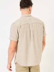 FatFace Khaki Green Short Sleeve Bray Stripe Shirt - Image 3 of 5