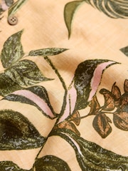 FatFace Yellow Short Sleeve Relaxed Fit Leaf Print Shirt - Image 6 of 6