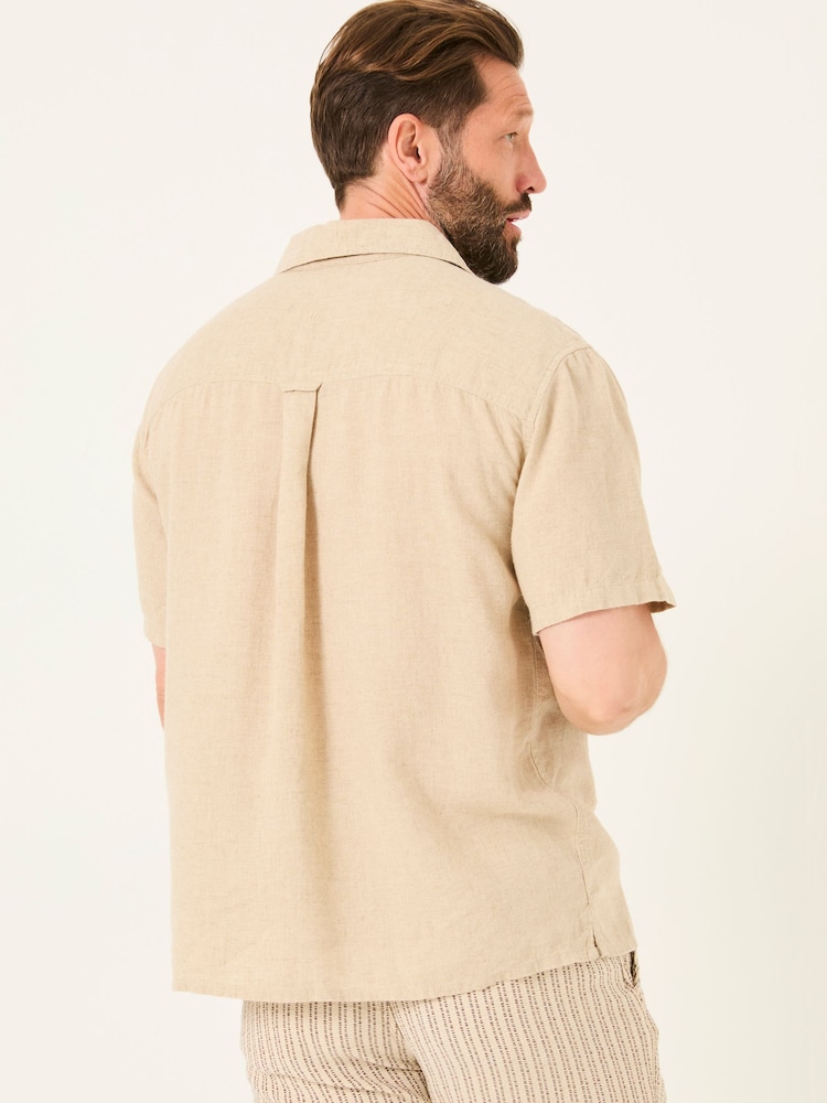 FatFace Natural Short Sleeve Chest Embroidered Shirt - Image 2 of 9