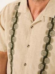 FatFace Natural Short Sleeve Chest Embroidered Shirt - Image 4 of 9