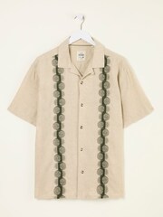 FatFace Natural Short Sleeve Chest Embroidered Shirt - Image 8 of 9