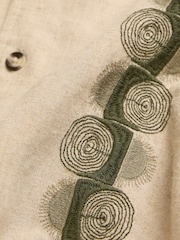 FatFace Natural Short Sleeve Chest Embroidered Shirt - Image 9 of 9
