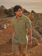 FatFace Green Short Sleeve Sun Embroidered Shirt - Image 1 of 7
