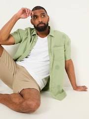 FatFace Green Short Sleeve Sun Embroidered Shirt - Image 4 of 7
