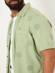 FatFace Green Short Sleeve Sun Embroidered Shirt - Image 5 of 7