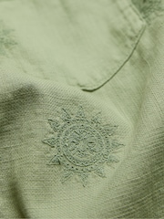 FatFace Green Short Sleeve Sun Embroidered Shirt - Image 7 of 7