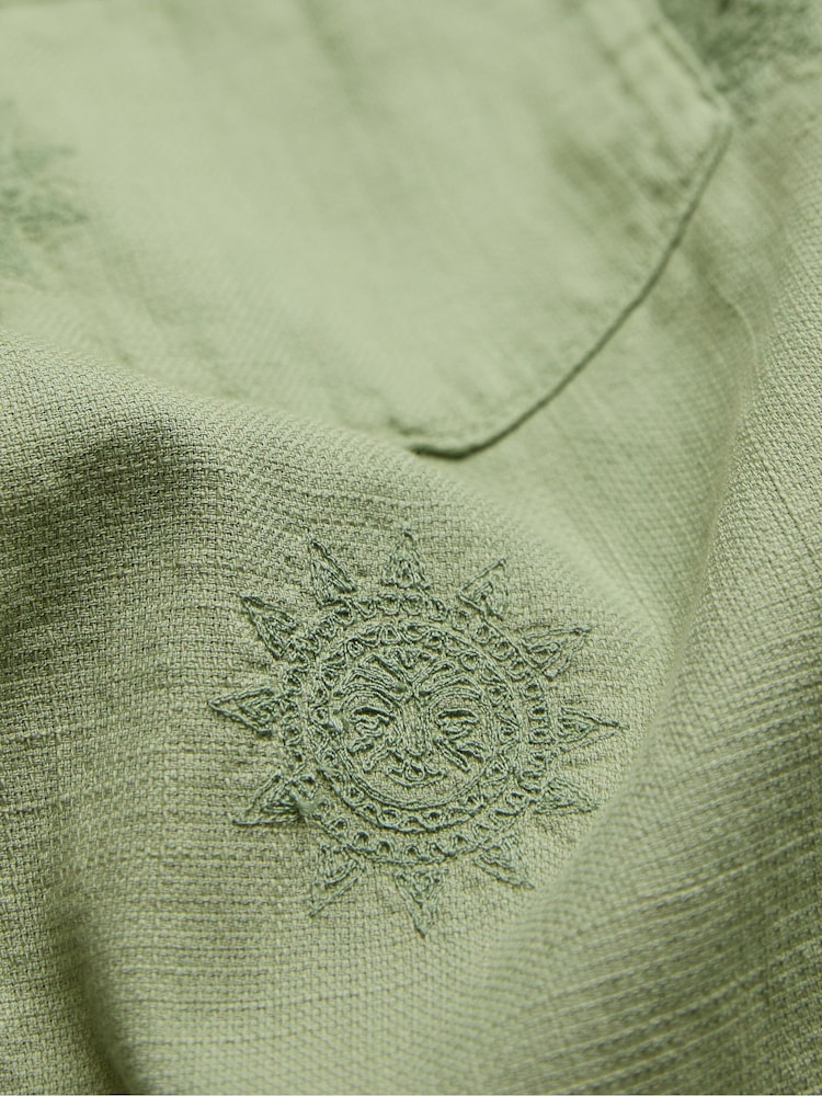 FatFace Green Short Sleeve Sun Embroidered Shirt - Image 7 of 7 FatFace Green Short Sleeve Sun Embroidered Shirt - Image 7 of 7