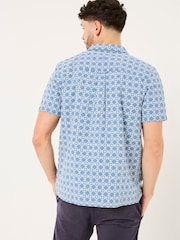 FatFace Blue Short Sleeve Embroidered Geo 100% Cotton Shirt - Image 3 of 9