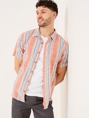 FatFace Bude Pink Short Sleeve Stripe Shirt - Image 2 of 7