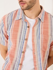 FatFace Bude Pink Short Sleeve Stripe Shirt - Image 5 of 7