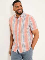 FatFace Bude Pink Short Sleeve Stripe Shirt - Image 6 of 7