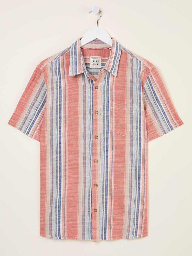 FatFace Bude Pink Short Sleeve Stripe Shirt - Image 7 of 7