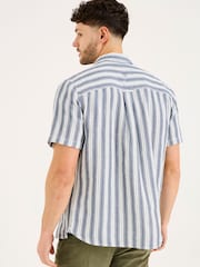 FatFace Hyde Blue Short Sleeve Stripe 100% Cotton Shirt - Image 2 of 5