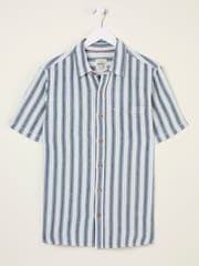 FatFace Hyde Blue Short Sleeve Stripe 100% Cotton Shirt - Image 5 of 5