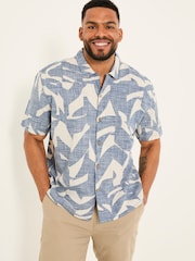 FatFace Blue Short Sleeve Relaxed Fit Art Print Shirt - Image 5 of 8
