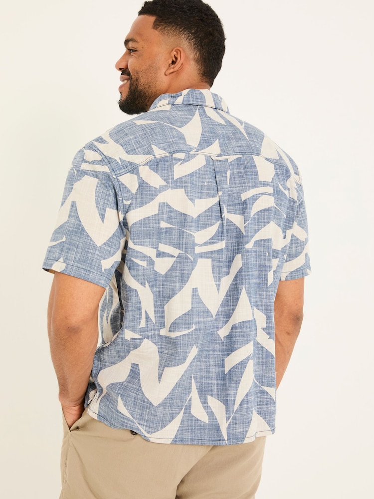 FatFace Blue Short Sleeve Relaxed Fit Art Print Shirt - Image 6 of 8