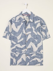 FatFace Blue Short Sleeve Relaxed Fit Art Print Shirt - Image 7 of 8