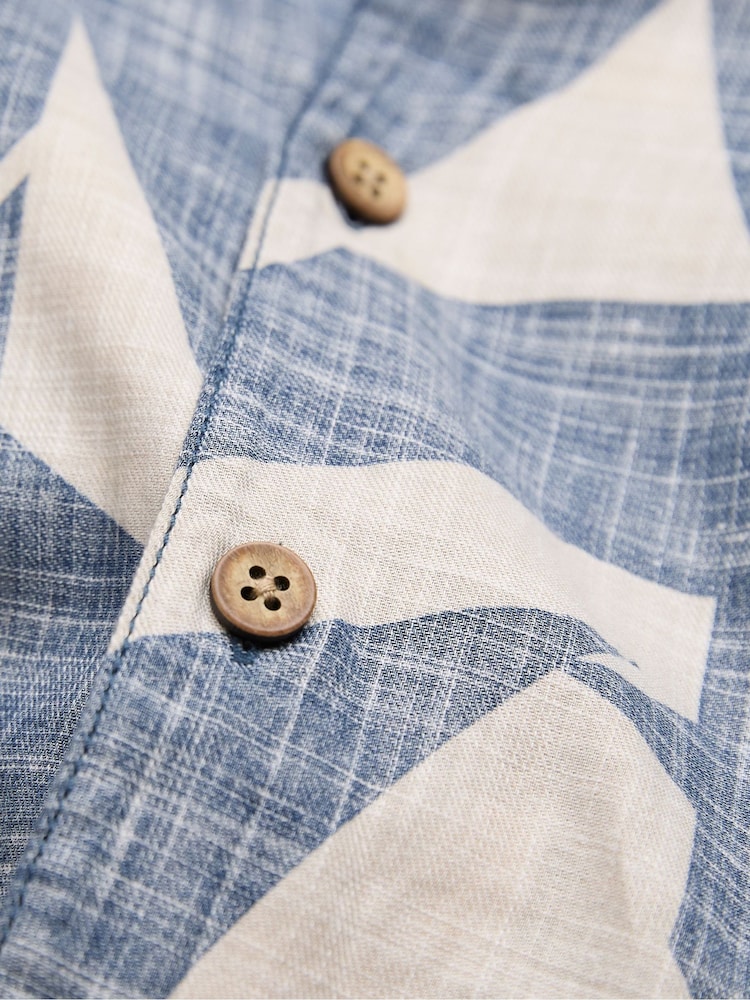 FatFace Blue Short Sleeve Relaxed Fit Art Print Shirt - Image 8 of 8
