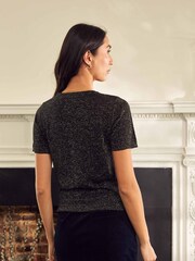 Aspiga Metallic Knit Short Black T-Shirt - Изображение 2 из 3