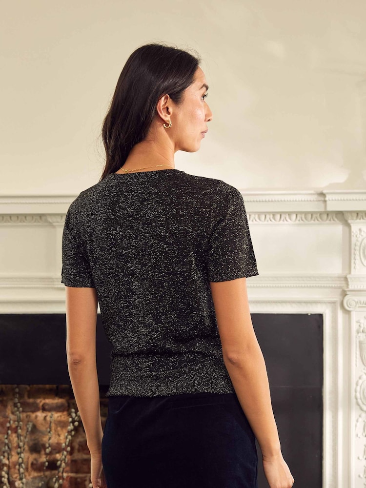 Aspiga Metallic Knit Short Black T-Shirt - Изображение 2 из 3