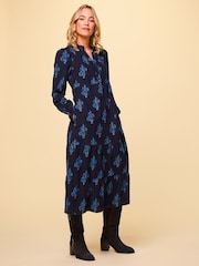 Aspiga Aspiga Blaues Liv-bedrucktes Cordkleid aus 100 % Baumwolle - Bild 1 von 4