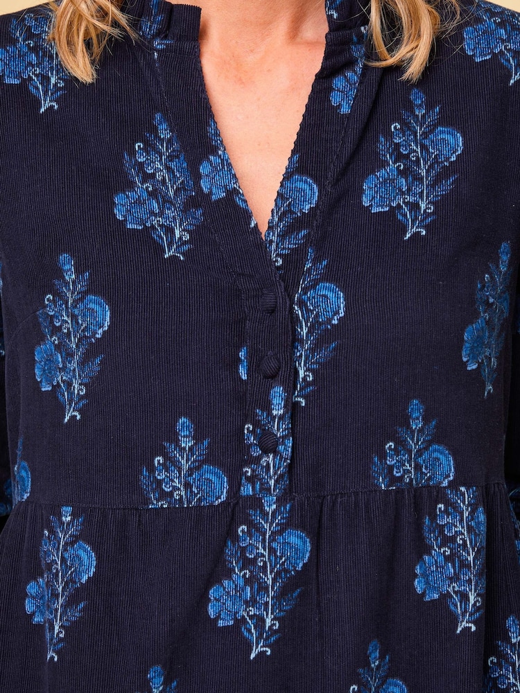 Aspiga Aspiga Blaues Liv-bedrucktes Cordkleid aus 100 % Baumwolle - Bild 4 von 4