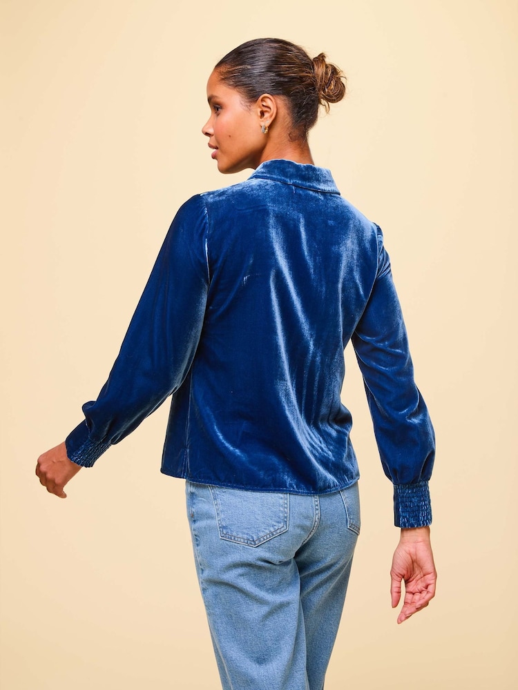 Aspiga Blue Ffion Velvet Shirt - Image 2 of 4